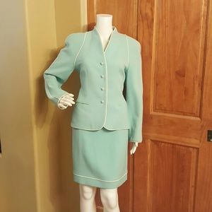 RARE Escada Tiffany blue Jackie O-esque skirt suit
